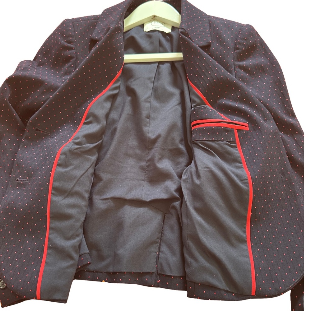 Women's Navy Blazer with Red Polkadots